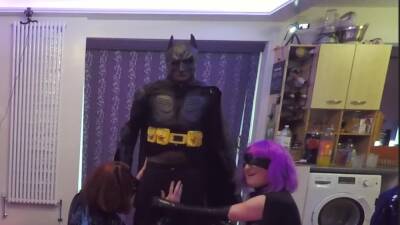 Sissy BatGirl with Hit Girl and Batman Cosplay - ashemaletube.com
